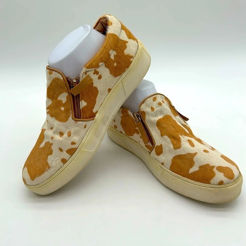 Very Volatile Animal Print Natural Tumble Hide Zip Up Slip On Shoes W Size 8.0